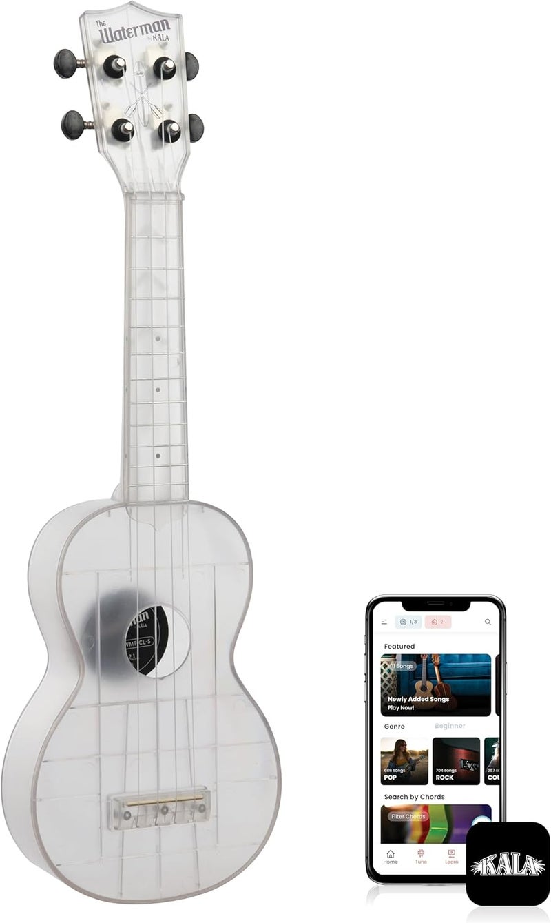 Kala Ukulele Frosted Glass 4 String Soprano Ukulele from the Waterman Sea Glass Collection, Classroom Instruments - Image 1